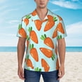 thumbnail image 4 of Balery Cartoon Carrot Print Men's Hawaiian Shirts Short Sleeve Beach Shirt Relaxed Fit Vacation Button Down Shirts-Large, 4 of 9