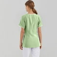 thumbnail image 3 of Ktyne Hauts de Blouse Médicale pour Femmes Col en V Manches Courtes Extensible Uniforme de Travail Infirmière Léger avec Poche Vert P, 3 of 4
