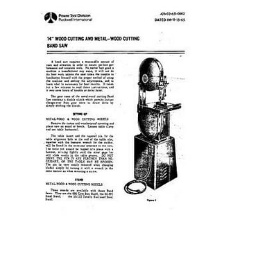 Delta Rockwell 14" Wood Cutting and Metal Cutting Band Saw Instructions REPRINT