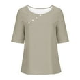 thumbnail image 4 of GigrtiJin Women Plus Size Causal Tops Short Sleeve Button Decor Blouses Summer Fashion Comfy Solid Color Shirts, 4 of 5