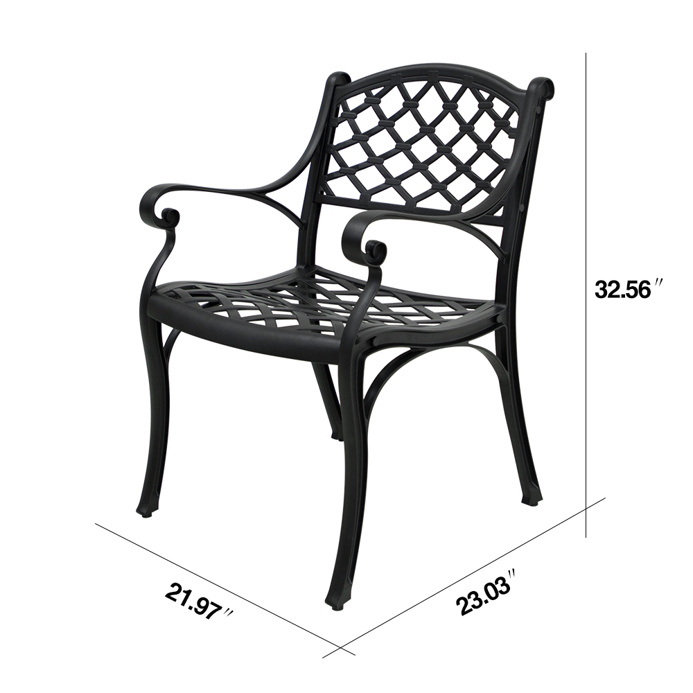 CoSoTower 2 Piece Outdoor Dining Chairs, Cast Aluminum Chairs With Armrest, Patio Bistro Chair Set Of 2 For Garden, Backyard, Lattice Design 2 Chairs - image 4 of 8