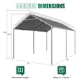 thumbnail image 3 of Dateyes 10x15 FT Carport, Heavy Duty Carport Canopy with Adjustable Height, Outdoor Carport Shelter with Reinforced Frame, Portable Garage for Cars, Boats and Trucks, Gray, 3 of 9