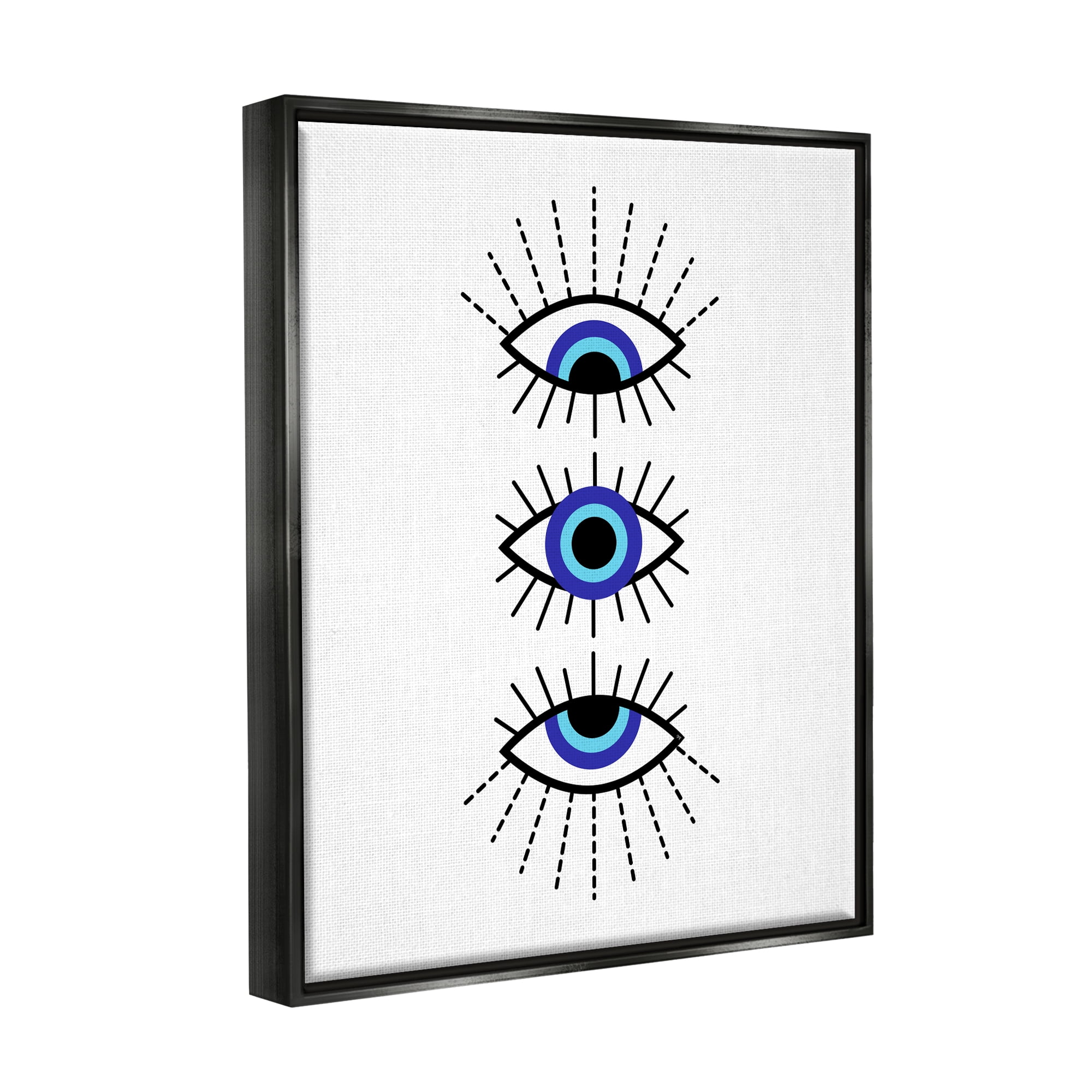 Stupell Industries Three Evil Eyes Pattern Abstract Painting Black Floater Framed Canvas Art Print Wall Art, 17 x 21