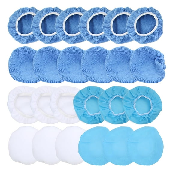 ZEPARO 24 Packs Polishing Bonnet 6in/150mm Microfiber Nonwoven Cotton Buffing Pads for Cars Motorcycles Boats