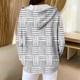 thumbnail image 3 of Womens Plaid Jackets Hooded Full Zip Drawstring Cardigan Loose Stylish Casual Ribbed Hoodie Outwear With Pockets (XXL, Gray), 3 of 7