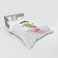 thumbnail image 3 of Sports Duvet Cover Set, Skiing Girl on Snowy Hill Joy Smiling Child on Pink Ski Winter Hobby Cartoon, Bedding Set with Shams and Fitted Sheet, 3 Sizes, by Ambesonne, 3 of 3