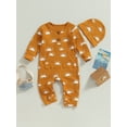 thumbnail image 2 of GXFC Baby Boys Fall Clothes 3M 6M 12M 18M 24M Newborn Boys Long Sleeve Buttons Sun Print One Piece Jumpsuits Bodysuit with Hat Outfits Autumn Clothing for Infant Boys, 2 of 8