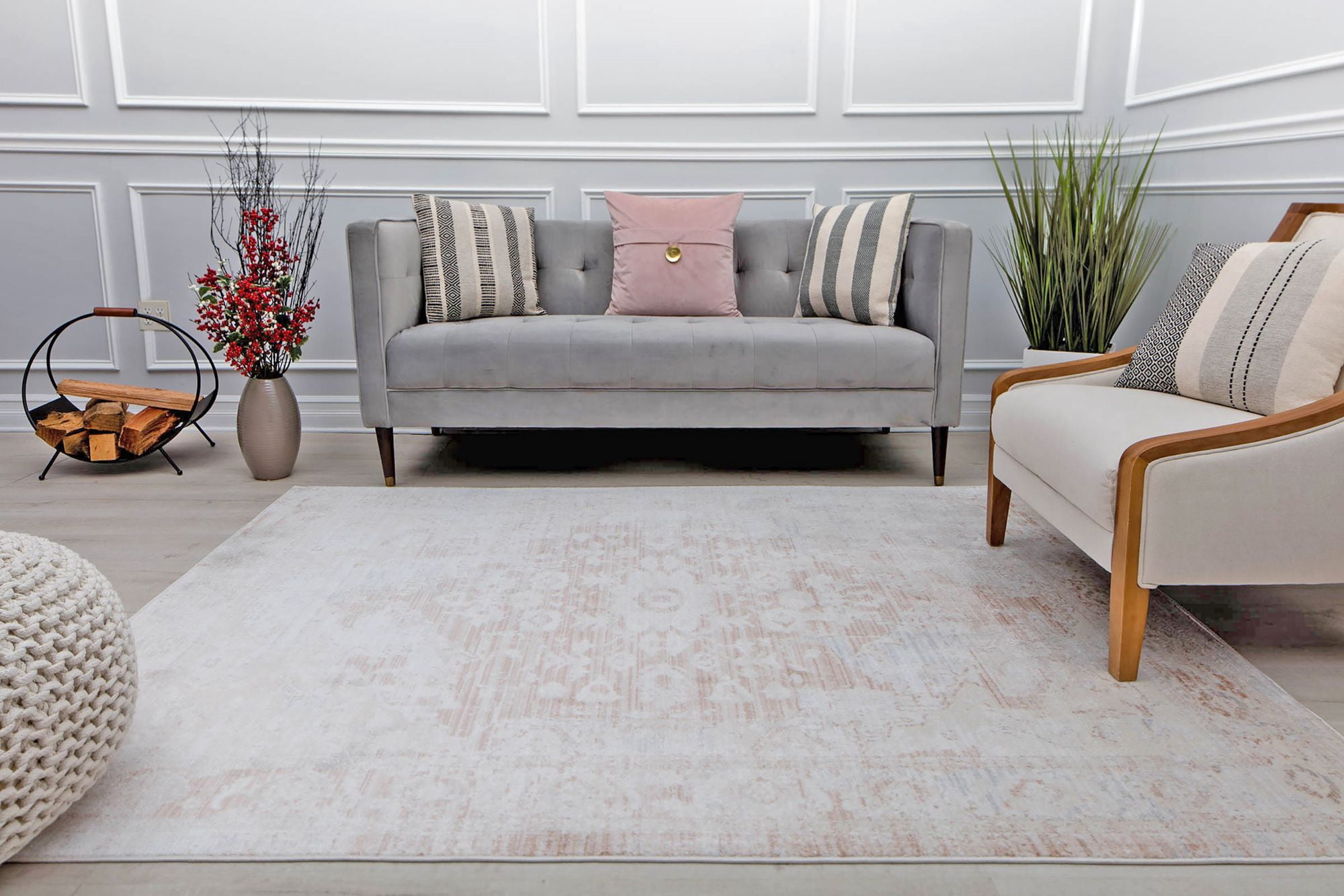 Rugs America Romeo JL10B Durango Dust Abstract Vintage White Area Rug, 2'6" x 4'