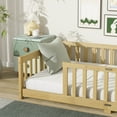 thumbnail image 4 of Bellemave Twin Size Floor Beds, Wood Montessori Bed with Fence Railings & Support Slats, No Box Spring Needed (Natural）, 4 of 8