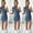 Blue, variant on Fesfesfes Spring Dresses for Women Short Sleeve Dress Solid Color Pullover Denim Dress Turn Down V Neck Mini Dress