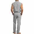 thumbnail image 5 of StSilkitty Men's 2 Piece Sets Sleeveless Button down Collared Shirts and Pants Outfits Solid Color Lightweight Comfy Set, 5 of 8