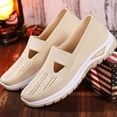 thumbnail image 3 of Women's Breathable Knit Walking Shoes Low Wedge Mesh Orthopedic Shoes Low Top Slip On Lightweight Loafers Beige Size 9, 3 of 4