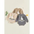 thumbnail image 3 of RUINIXCW Newborn Baby Girl Boy Silly Goose Outfit Knit Sweater Romper Infant Baby Girl Fall Winter Warm Sweaters Clothes Long Sleeve Letter Embroidery Bodysuit, 3 of 8