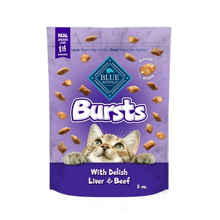Blue Buffalo Bursts Crunchy & Creamy Cat Dry Treats  Great for Training  Liver & Beef  5-oz. Bag
