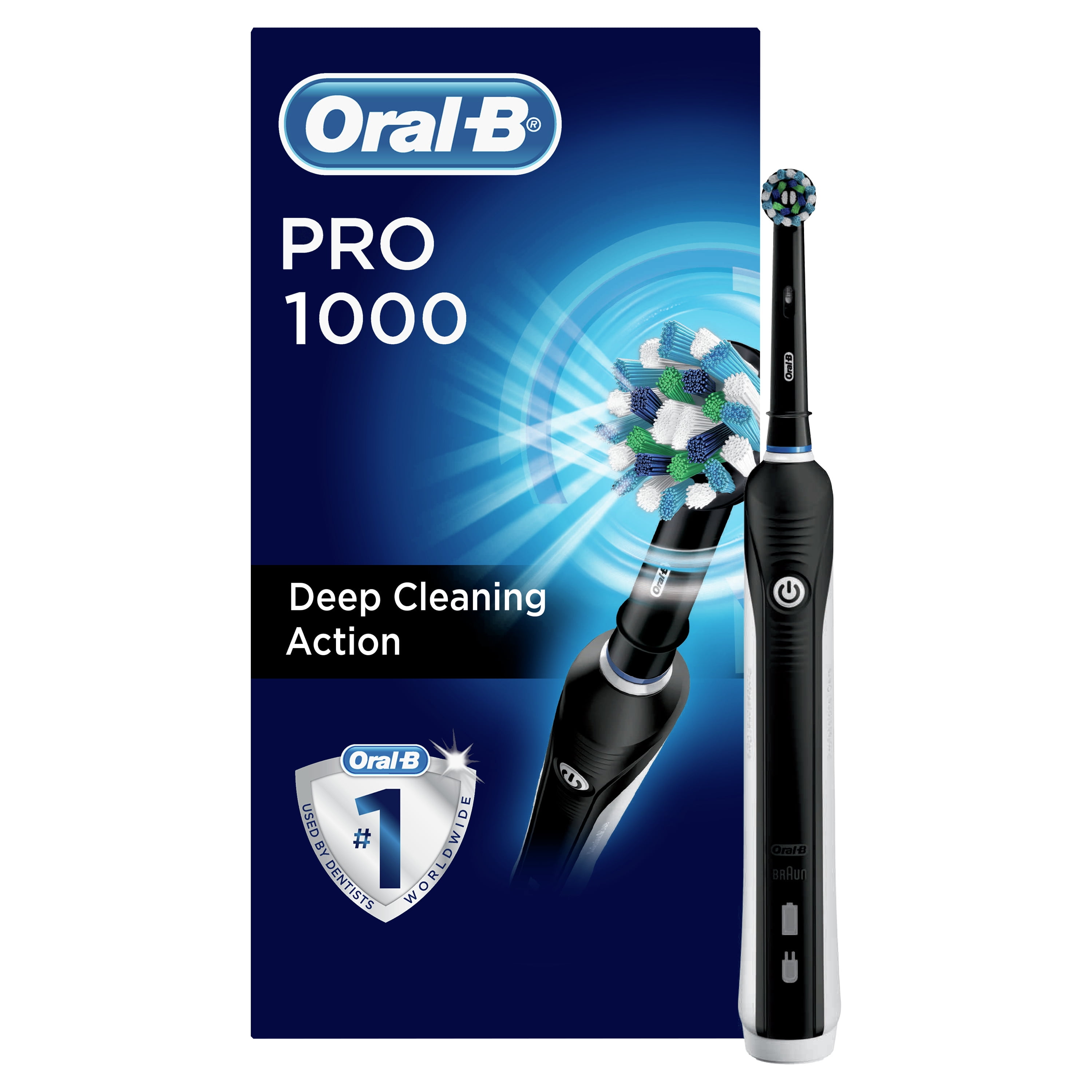 Oral-B Pro 1000 Rechargeable Electric Toothbrush, Black, 1 Ct - Walmart ...