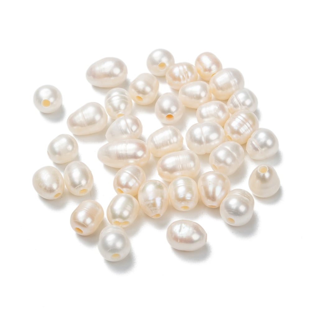 Grade B Natural Cultured Freshwater Pearl Beads Nice 10~12x8~9x8~9mm Hole: 2mm Rice White