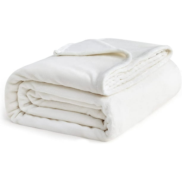 Bedsure Fleece Blankets King Size White Soft Lightweight Plush Cozy