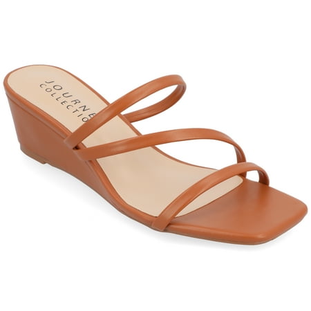 

Journee Collection Womens Takarah Crossover Strap Slip On Wedge Sandals