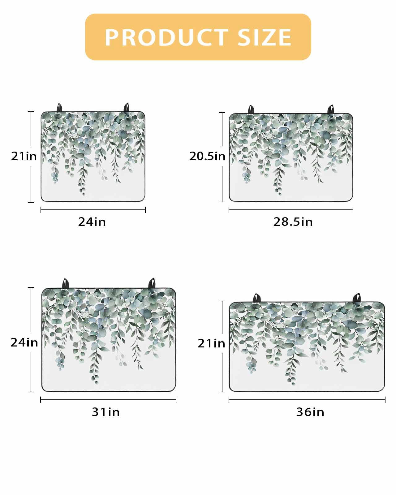 nqOlkjepod Large Induction Cooktop Protector Mat 36"x21", Green Eucalyptus Leaves Stove Top Covers for Electric Stove, Summer Botanical Watercolor Stove Burner Cover Mats, Glass Top Stove Cover