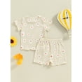 thumbnail image 6 of AceBaby Toddler Baby Girl Summer Outfit Daisy Print T-Shirt and Short 2Pcs Clothes Set for Kids at 0-5Y, 6 of 9