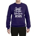 thumbnail image 2 of Wild Bobby Just A Girl Who Loves Jesus Inspirational/Christian Unisex Crewneck Graphic Sweatshirt, Purple, X-Large, 2 of 5