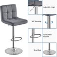 thumbnail image 4 of Bar Stools Set of 2, Adjustable Velvet Fabric Swivel Barstools, Modern Counter Stools with Back and Footrest, Counter Height Barstools for Bar, Kitchen, Dining Room, Dark Gray, 4 of 8