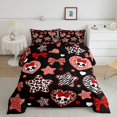 thumbnail image 2 of Feelyou Red Bow Skull Full Size Comforter Sets, Leopard Zebra Print Star Bedding Comforter Set, Black Reversible, 3 Pieces, 1 Comforter and 2 Pillowcases, 2 of 7