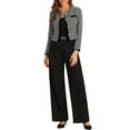 thumbnail image 2 of CHAQUETA DE TWEED PARA MUJER CON CUELLO REDONDO Y CIERRE DE BOTONES, MANGA LARGA, NEGRO-Blanco, 2 of 6