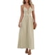 thumbnail image 1 of Vestido largo para mujer CUPSHE, cuello en V, sin mangas, tirantes ajustables, retorcidos, largo, formal de verano, beige, XL, 1 of 7