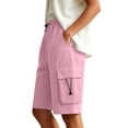thumbnail image 6 of Qulqfy Biker Cargo Shorts for Women High Waist Wide Leg Baggy Lightweight Drawstring with 4 Pockets Pink Summer Shorts, 6 of 6