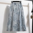 thumbnail image 5 of Wxolcjlv Patchwork Distressed Denim Maxi Skirt for Women Pleated A‑Line Skirt With Side Pockets, 5 of 8