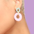 thumbnail image 5 of SOHI Women Gold Plated Pink Blue Circular Drop Earrings, 5 of 5
