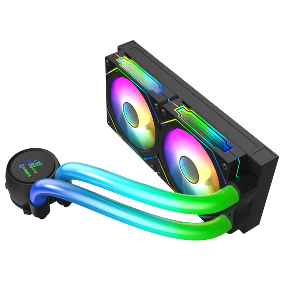 Iceberg Maximus 240 high-Performance Gaming PC aRGB Liquid Cooling, Water Cooler for CPU Intel or AMD with 240mm Radiator and Two RGB 120mm Fans (Black)