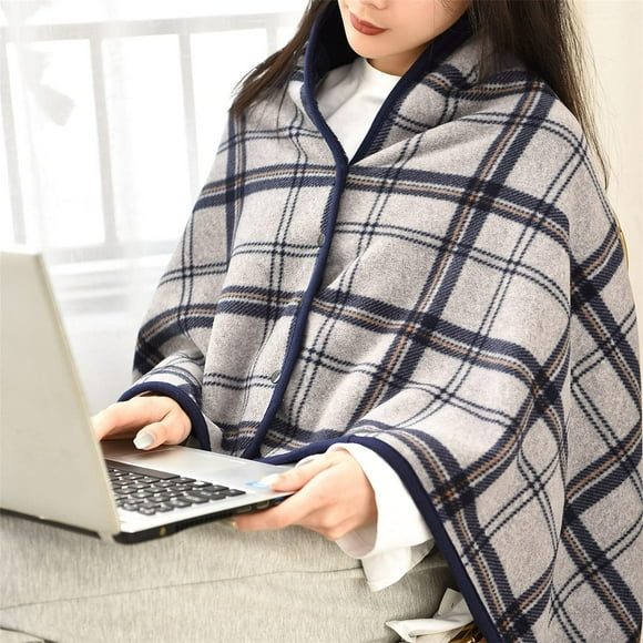 Warm Wearable Blanket, Poncho Blanket with Buttons, Comfy Fleece Cuddle Throw Wrap Cape,80x130cm