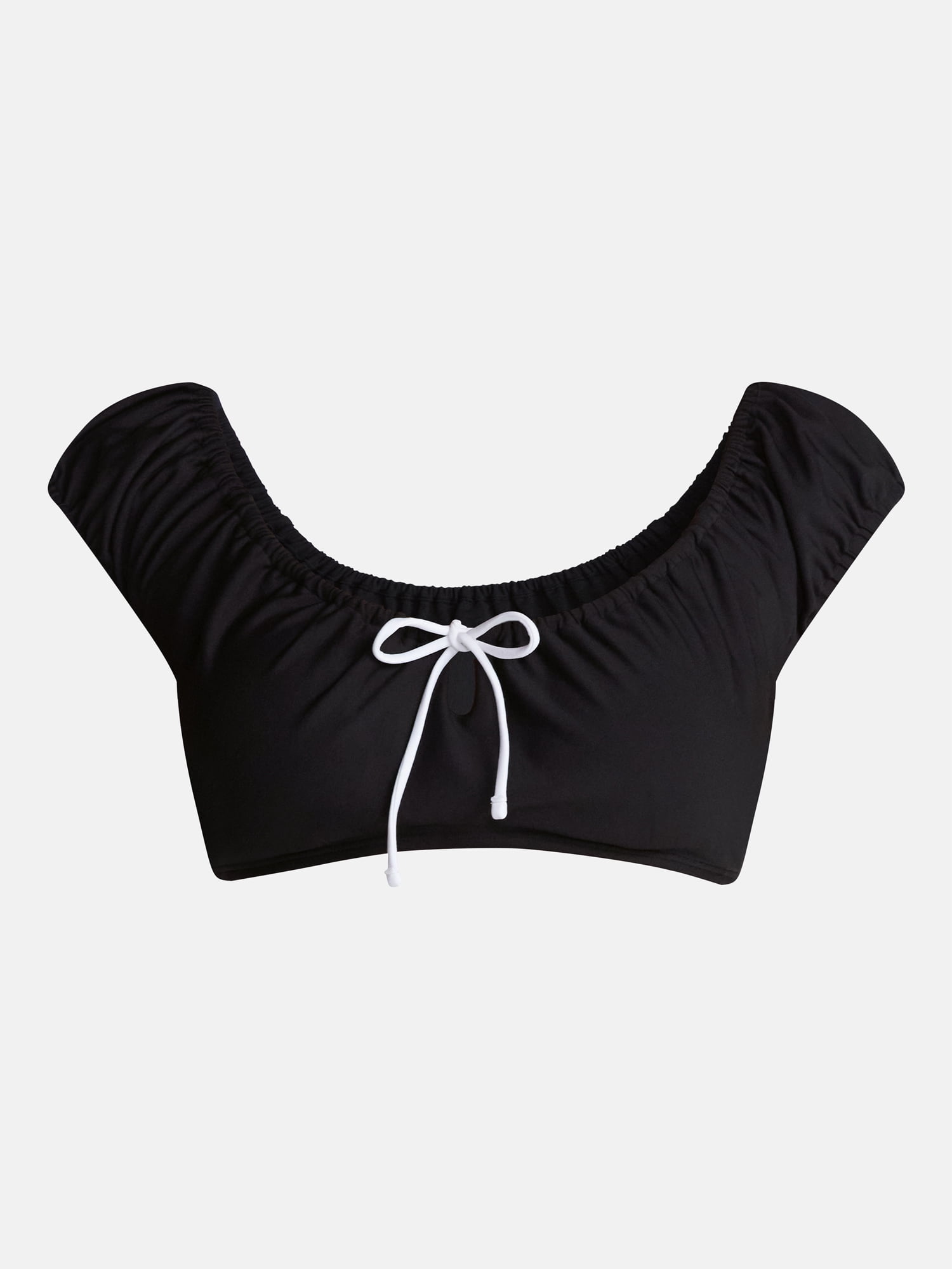 yo biotop swim wear BLACK 1サイズ No Boundaries Keyhole Swim Bikini Top with Cap Sleeves, Women's