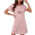 thumbnail image 1 of Camisón corto de talla grande para mujer, camisón de manga corta con estampado de pecho a la moda, camisón para mujer, 1 of 2