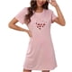 thumbnail image 1 of Camisón corto de talla grande para mujer, camisón de manga corta con estampado de pecho a la moda, camisón para mujer, 1 of 2
