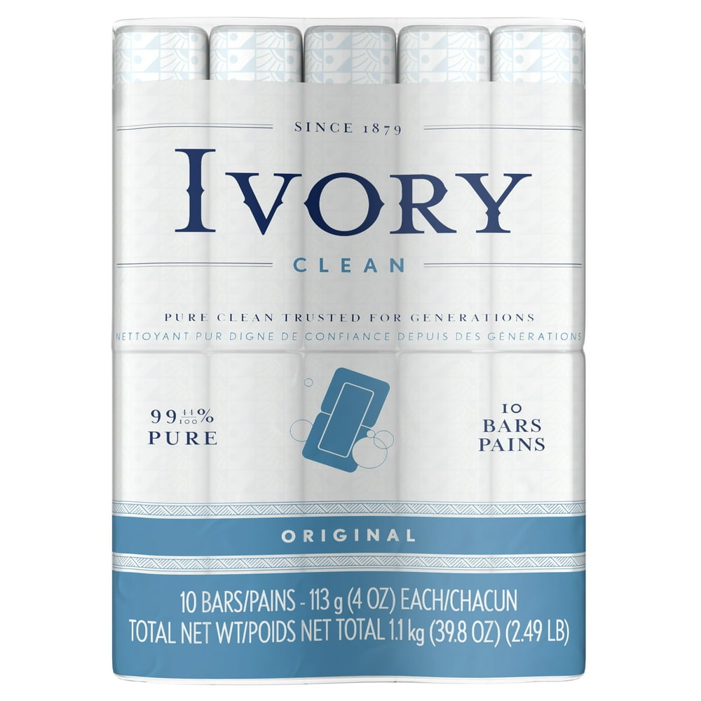 Ivory Clean Original Bath Bar 4.0oz, 10 count