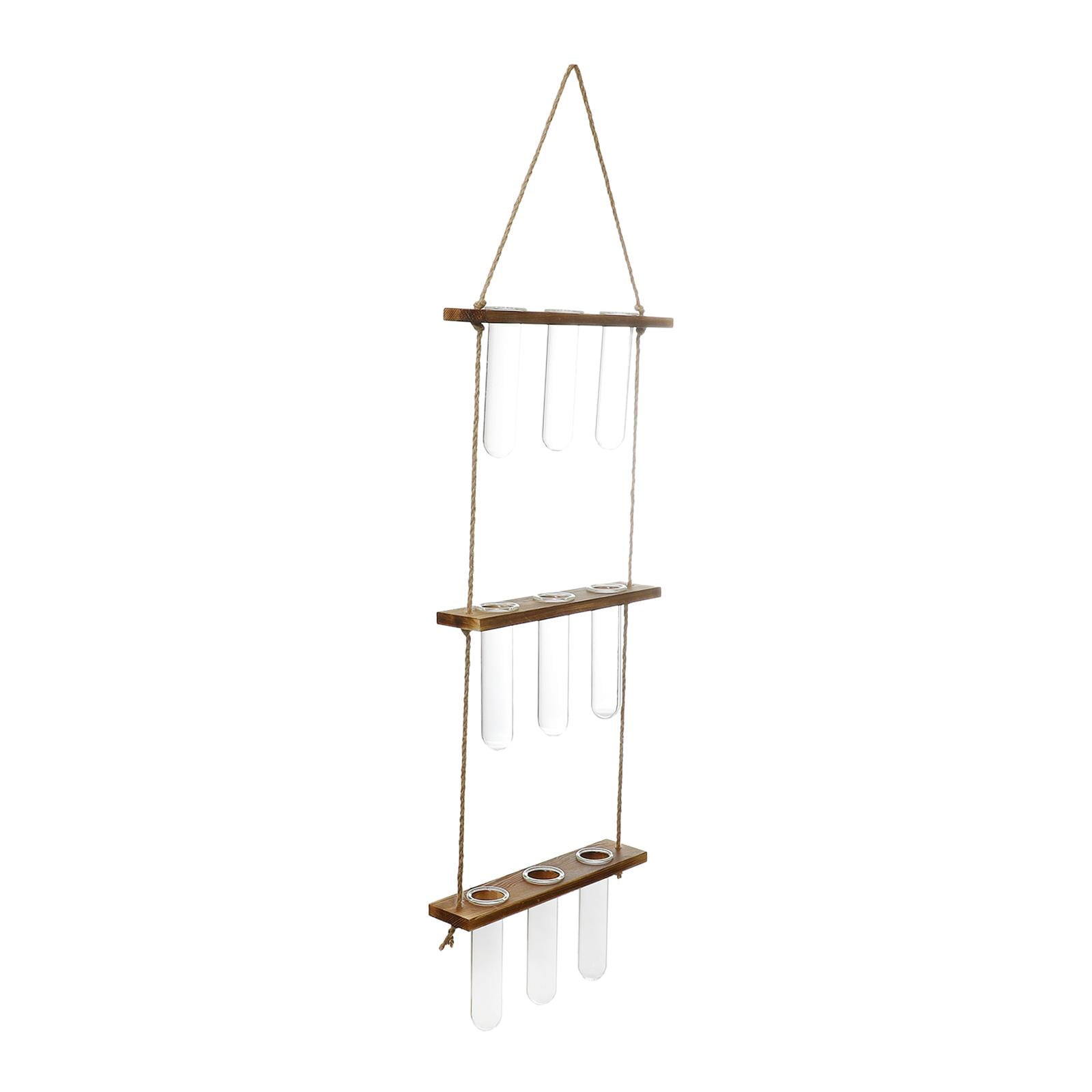 Plant Vase Test Tube Vase Wood Wall Hanging Planter - Rustic Wood