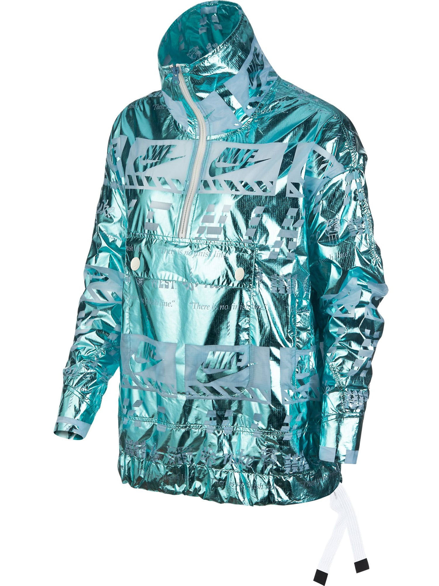 Nike Sportswear Metallic Half-Zip Jacket Ocean Bliss/White 914210-452 Walmart.com