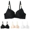 thumbnail image 2 of GEWSEY Women's Lace Desire Bra Full-Coverage Lace Bras with Underwire Cups Sexy V Neck Push Up Comfy Bralettes (Black, M), 2 of 9