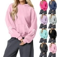thumbnail image 4 of Women's Fashion Lightweight Long Sleeve Pullover with Pockets Preppy Graphic Hoodie with Bow Print for Everyday Wear,Pink,2XL, 4 of 7