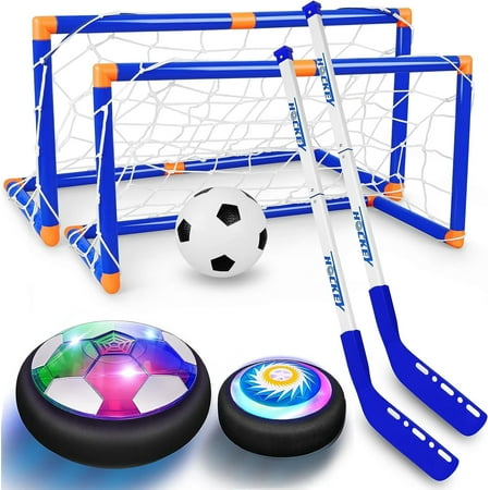 Beefunni Hover Hockey Set for Kids, Rechargeable Floating Air Soccer Hockey Ball with Led Light, Indoor Outdoor Sports Game Toy Gifts for 3 4 5 6 7 8+ 12 Years