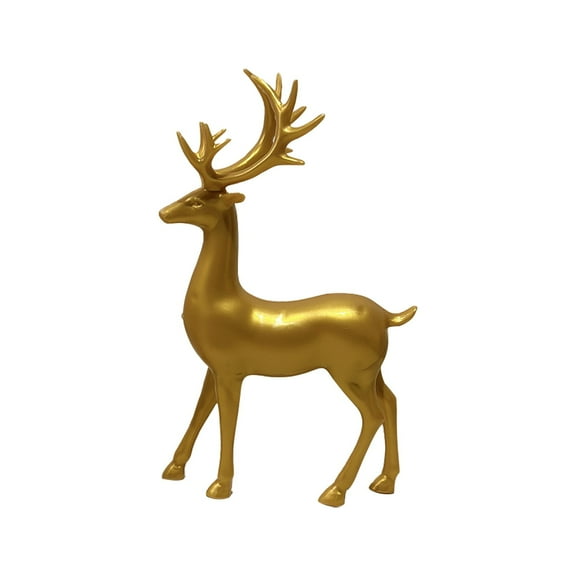 Reindeer Figurine Statues Deluxe Set of 1,Christmas Deer Reindeer Ornaments for Home Decor Accents Living Room Office Bookself Tabletop Mantle Christmas Decoration,Gold