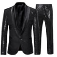 thumbnail image 1 of Ceisia Men's Slim Fit Sequin Shawl Collar Blazer & Trousers Set | Party & Performance Wear Gifts, 1 of 5