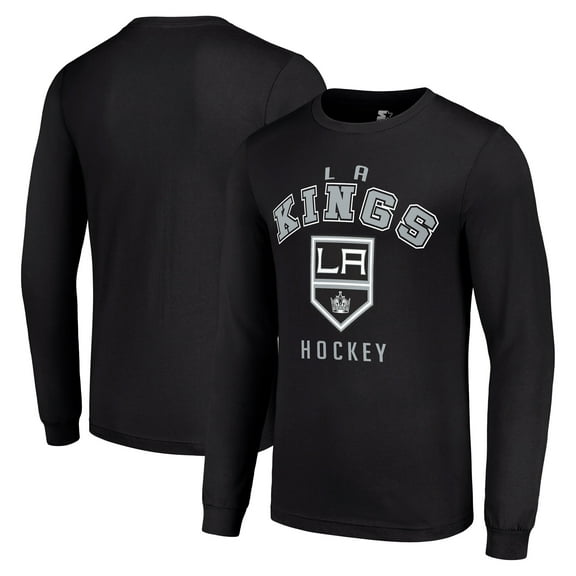 Men's Starter Black Los Angeles Kings Logo Long Sleeve T-Shirt