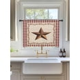 thumbnail image 3 of Sheer Curtains 54 Inch Length, Western Texas Star Retro Semi Sheer Curtains Light Filtering Window Treatment, Rustic Vintage Farm Red Beige Plaid Privacy Voile Drapes for Living Room 52x54 Inch, 3 of 7