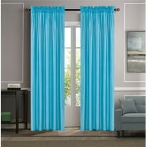 MR2 Turquoise 2-PC Set rod pocket faux silk window curtain treatment set of two 2 solid semi sheer voile panels 55" W x 95" L (Each)