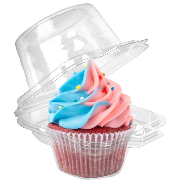 LotFancy 100 Pcs Plastic Individual Clear Cupcake Boxes, Disposable Cupcake Containers