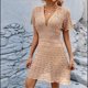 thumbnail image 5 of Vestido de Crochet para Mujer, de Corta y Cuello en V, Ideal para Verano. Caqui M, 5 of 10